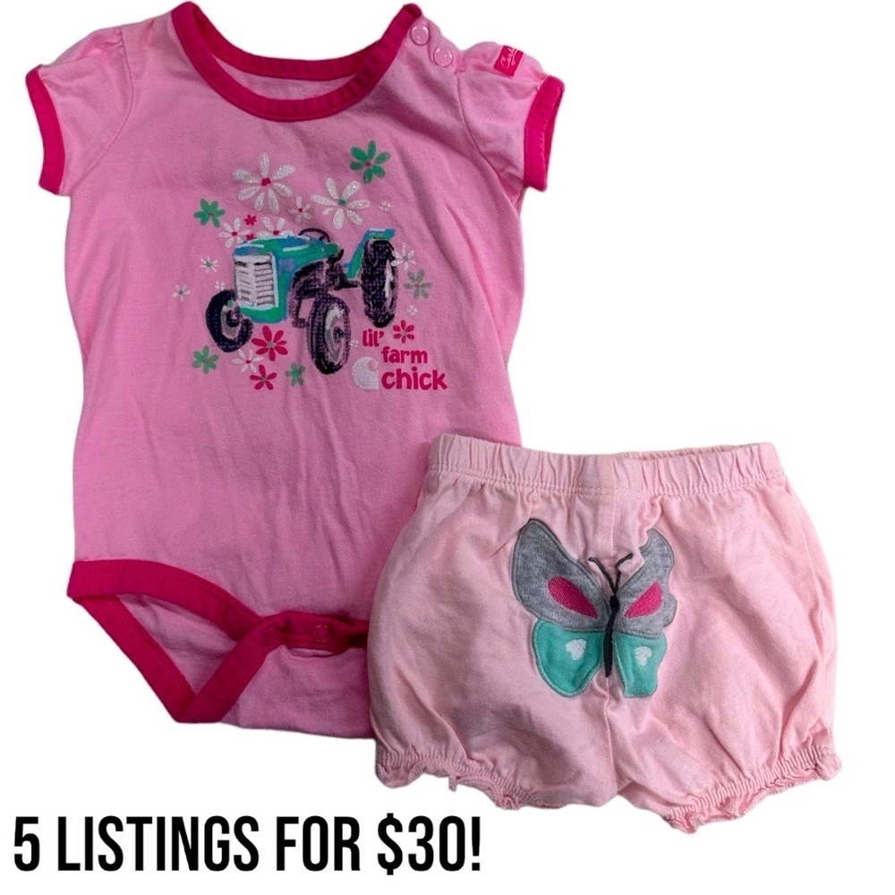 Carhartt Baby girl matching outfit set with Carter’s shorts